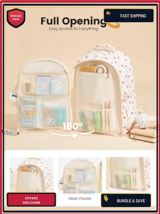 Kids Backpack Set with Lunch Box & Pencil Case - 3 Piece Bookbag for School,